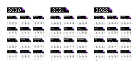Calendar 2020 2021 And 2022 Week Starts On Sunday Basic Business