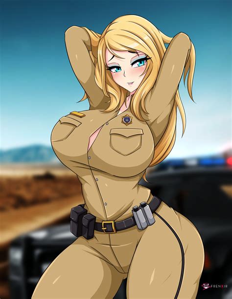 rule 34 1girls belt big breasts blonde hair blue eyes blush blushing breasts busty clothed cop