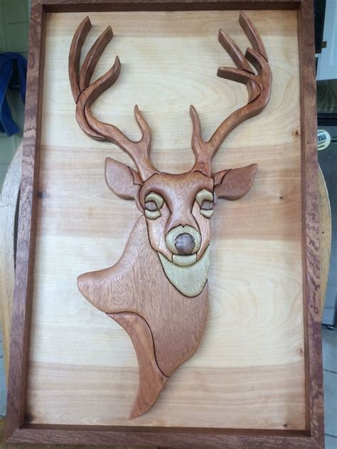 Buck Head Intarsia Buck Wood Crafts Moose Art Woodworking Carving