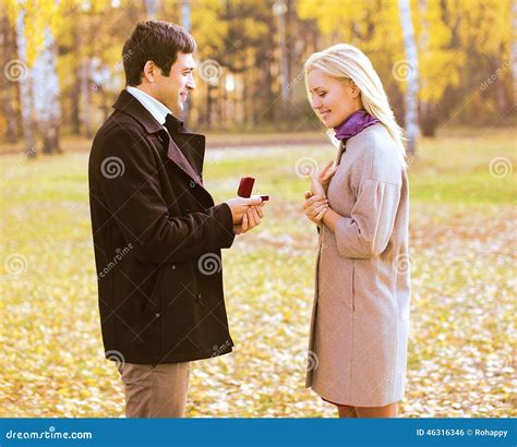 Love Couple Relationship And Engagement Concept Man Proposing Stock
