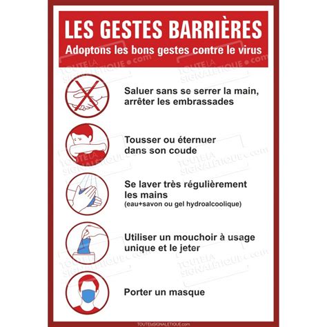 Affichage de prévention Coronavirus panneau gestes barrières