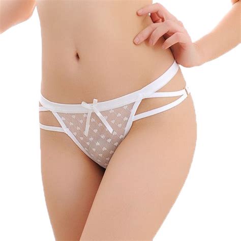 Buy Comvip Women Seamless Low Waist Strappy Solid Sheer G Strings Thongs Tangas Briefs White At