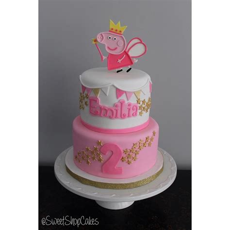 Pink And Gold Peppa Pig Fairy Cake For A 2nd Birthday Celebration