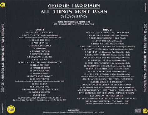 George Harrison 2cd All Things Must Pass Sessions