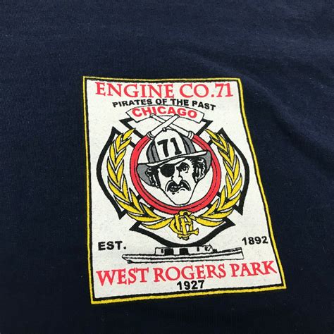 Chicago Fire Dept Shirt Size 2xl Xxl Blue Engine Co 71 Pirates Of The