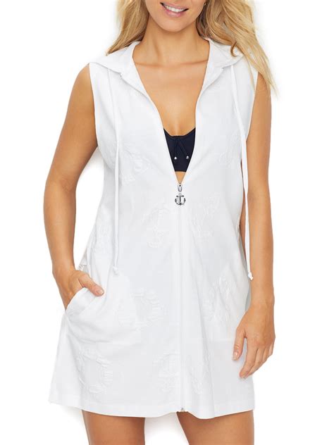 Dotti Womens Sail Away Anchor Hooded Cover Up Style Dtspc100 Swimsuit