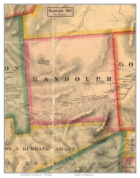 Randolph New Hampshire 1861 Old Town Map Custom Print Coos Co Old