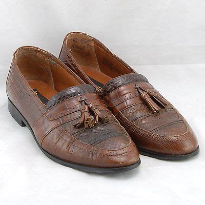 Stacy Adams Brown Snakeskin Leather Tassel Loafers Men S Size M