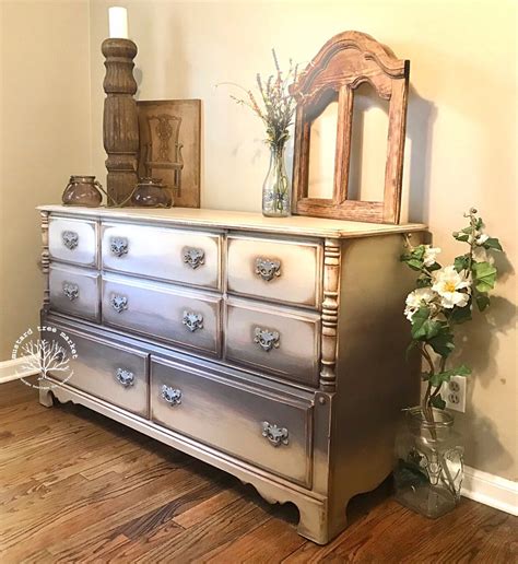 Meet Winter On The Farm Ombré Weathered Wood Hand Painted Buffet