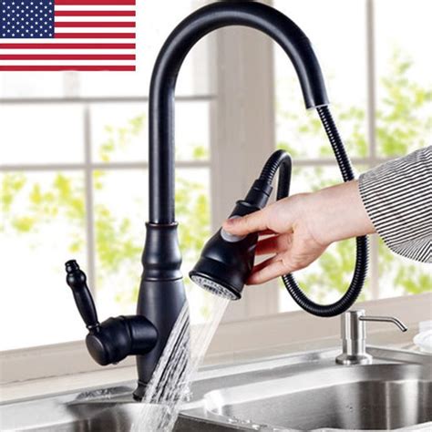 18 pull down kitchen sink faucet with soap dispenser | ebay. Bronze Kitchen Faucet Pull Out Sprayer Sink Mixer Tap W ...