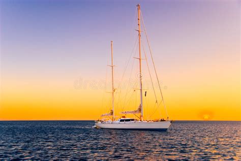 Yacht During Sunset Stock Photo Image Of Beautiful Mediterranean