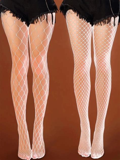 Romwe Grunge Punk Pairs Solid Fishnet Tights Fishnet Tights Tights Fish Net Tights Outfit