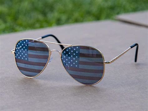 Goson American Flag Mirror Aviator Novelty Decorative Sunglasses Gold Size 52 Ebay