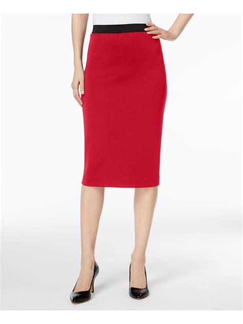Alfani Womens Red Midi Pencil Skirt Size S Ebay