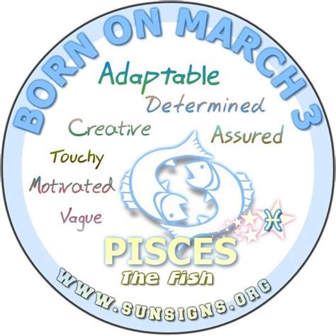 All right, you might say, but if our moon sign is so important, why do only a few of us know their moon sign? IF YOUR BIRTHDAY IS March 3, you are motivated and self ...