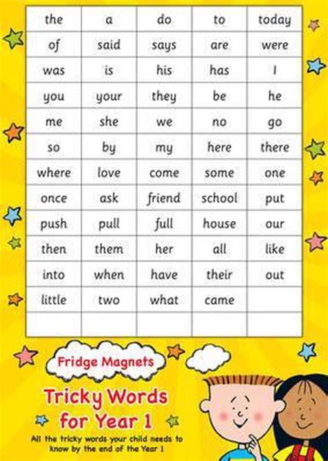 Fridge Magnets Tricky Words For Year 1