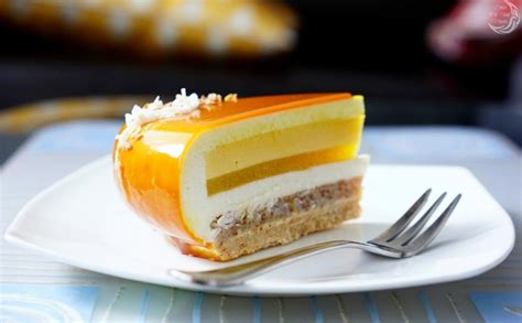 Sift the flour and matcha powder into the bowl and use a spatula to carefully and gently fold in until there are no big bits of flour showing. Mango and coconut entremet | Recipe | Mousse cake recipe ...