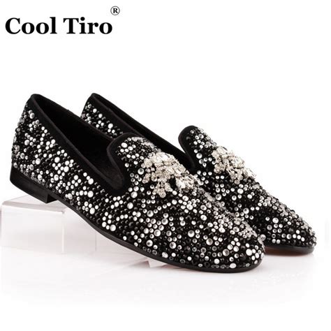 Cool Tiro Fashion Designer Brand Black Glitter Black Suede Hot Drilling