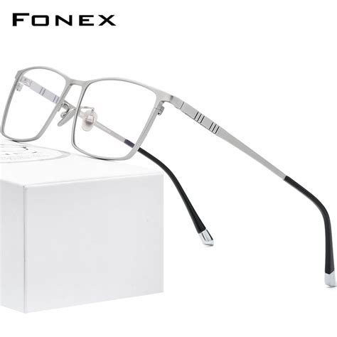 fonex pure titanium glasses frame men square eyewear 2020 new male classic full optical