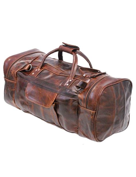 Large Size Vintage Brown Leather Travel Duffel Bag P3102dn Jamin