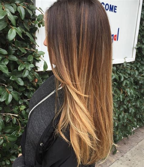 Brown To Caramel Long Ombre Hair Long Ombre Hair Balayage Straight