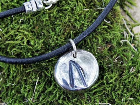 Ancient Rune Leather Necklace Handmade Silver Runic Charm Etsy