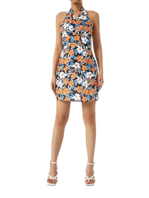 Eyicmarn Women Close Fitting Sexy Dress Floral Printed Pattern