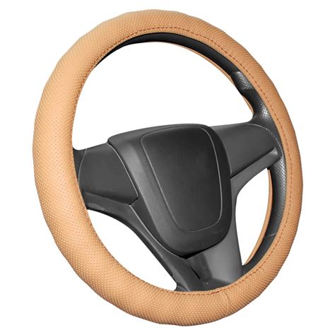 4 Color Top Layer Leather Steering Cover 36cm 38cm Breathable Genuine