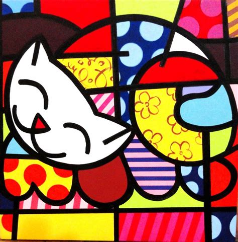 Quadro Pintura Em Tela Gato Feliz Romero Britto R 21900