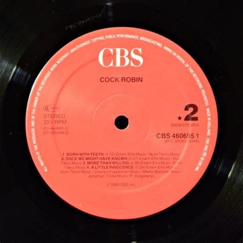 Cock Robin Cock Robin Cbs 460695 1 Lp Album Reissue Black Vinyl