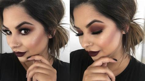 Burgundy Smokey Eyes And Bold Lips Fall Makeup Youtube