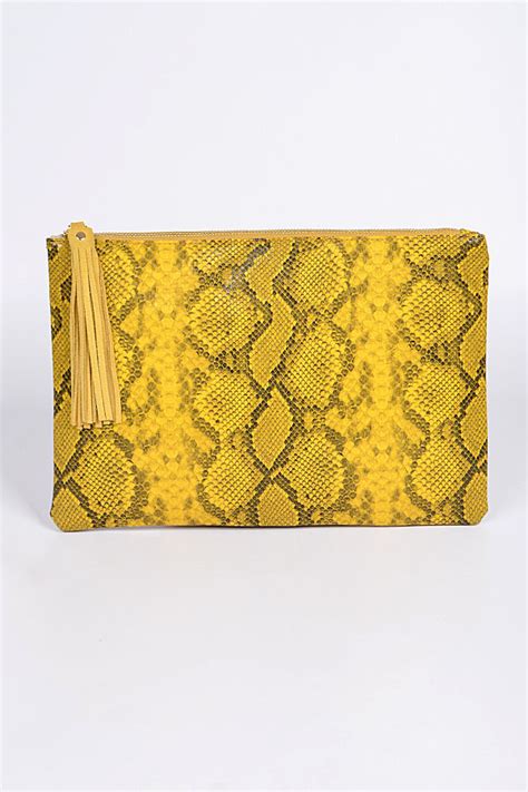 Ppc6847 Mustard Two Tone Snakeskin Clutch Clutch And Wallet