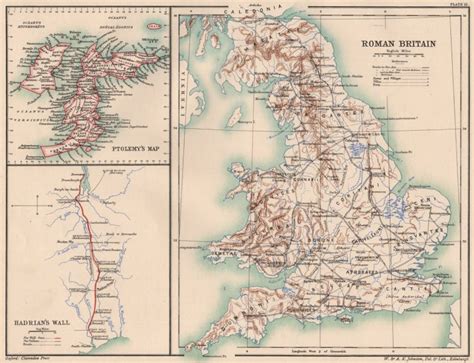 Roman Britain Roads Towns Forts Villas Ptolemys Map Hadrians Wall 1902