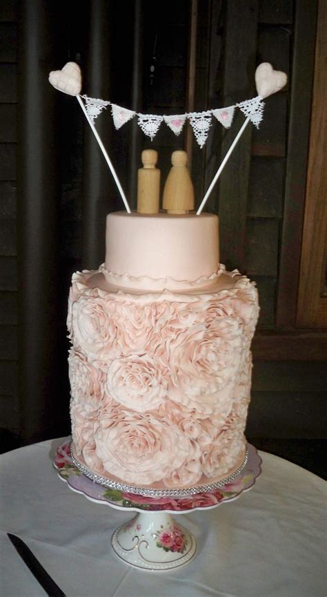 pink frill rose wedding cake decorated cake by cakesdecor
