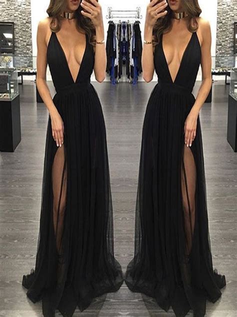 Sexy Prom Dress Sleeveless Black Prom Dresses With Slit Backless Evening Dress Sexy Prom Party