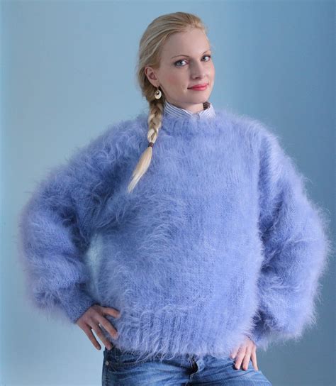 Fuzzy Crewneck Mohair Sweater Thick Fluffy Pullover Supertanya Etsy