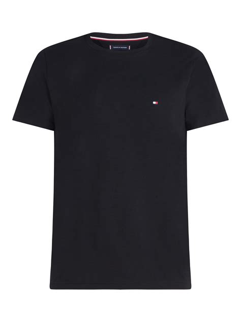 tommy hilfiger core stretch slim fit crew neck t shirt black at john lewis and partners