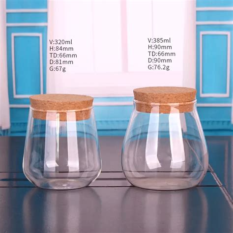 Borosilicate Glass Jar With Cork Lid 320ml 380ml Round Storage Jars Buy Glass Jar With Cork