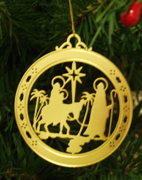 Personalized Nativity High Polished Brass Custom Christmas Ornament