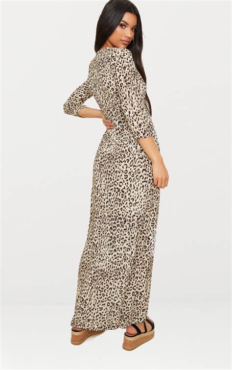 Leopard Print Wrap Front Maxi Dress Dresses Prettylittlething Usa
