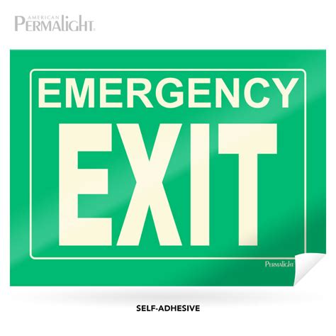 Emergency Exit Sign Self Adhesive Photoluminescent Lettering 14 In X