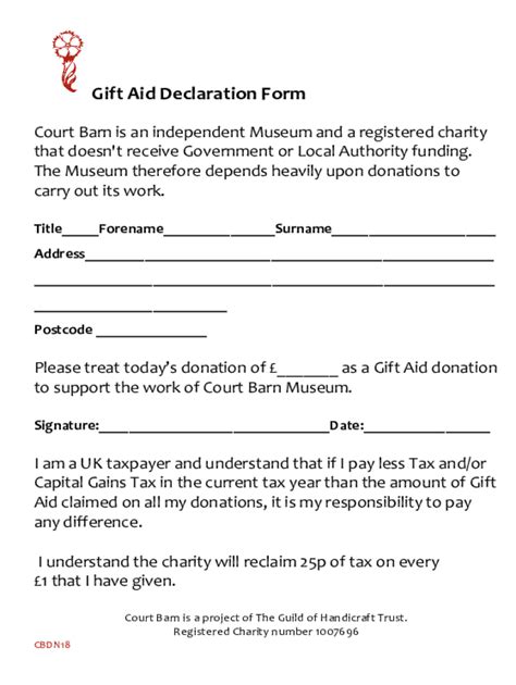 Fillable Online Chapter Gift Aid Gov Ukcharities And Casc Gift
