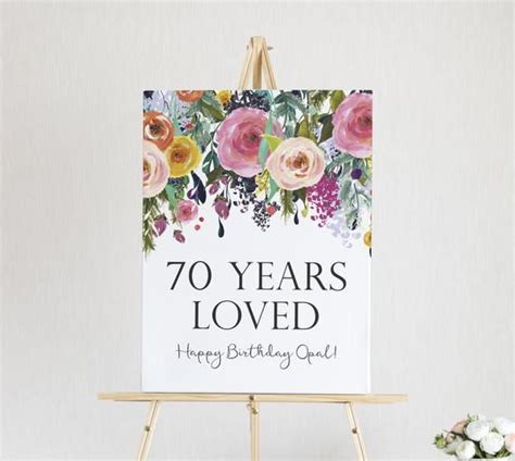 70 Years Loved Printable 70th Birthday Sign 70 Birthday Etsy 70th