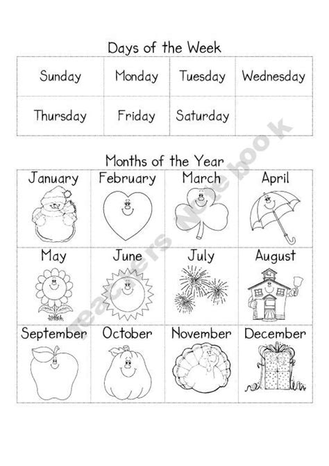 Days Of The Week And Months Of The Year Worksheet Months In A Year
