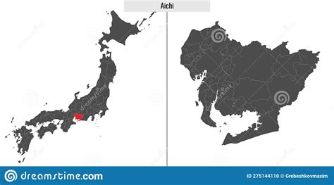 Aichi Map Prefecture Of Japan Stock Vector Illustration Of Outline Region 275144110