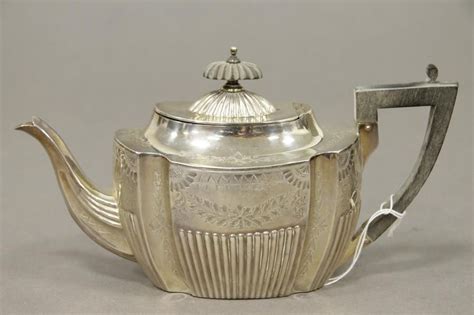 Victorian Sterling Silver Teapot With Floral Engraving Tea And Coffee