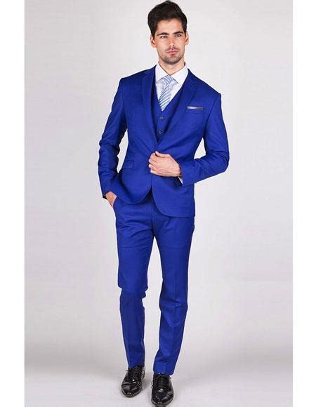 Mens Royal ~ Indigo ~ Cobalt New Blue Single Breasted Suit