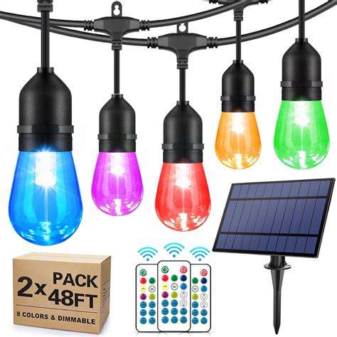 Buy Upgraded 2 Pack 48ft Solar Outdoor Rgb String Lights Color Patio
