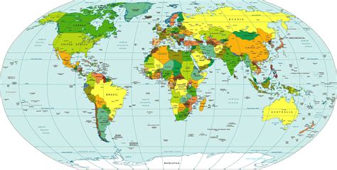 Большая подробная политическая карта мира на английском языке Все