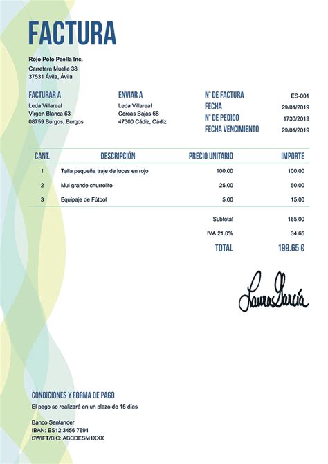 Modelos De Factura Gratis Imprima Y Env E Facturas Pdf